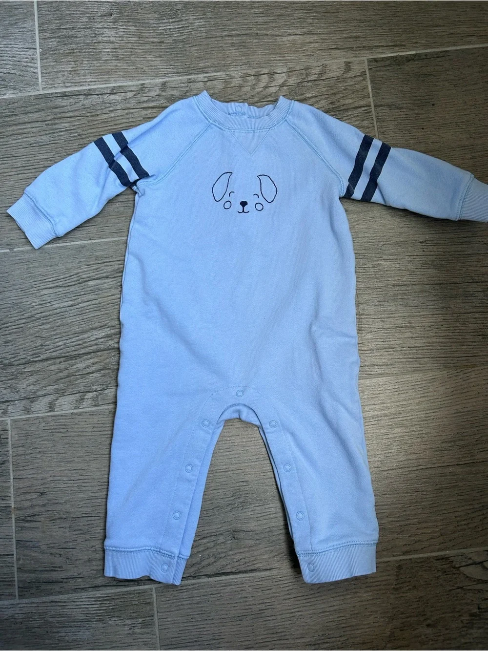 Janie and Jack Light Blue Dog Face Coverall